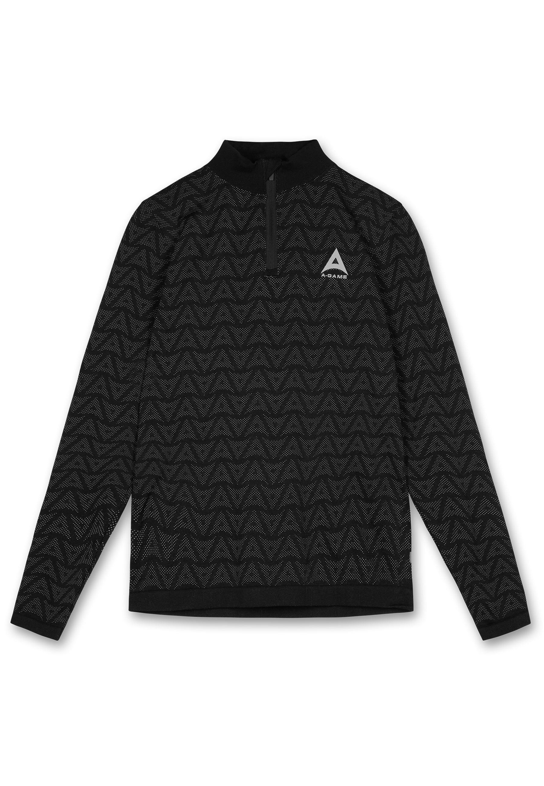 MENS A-GAME SEAMLESS LOGO TRAINING LONG SLEEVE TOP - BLACK
