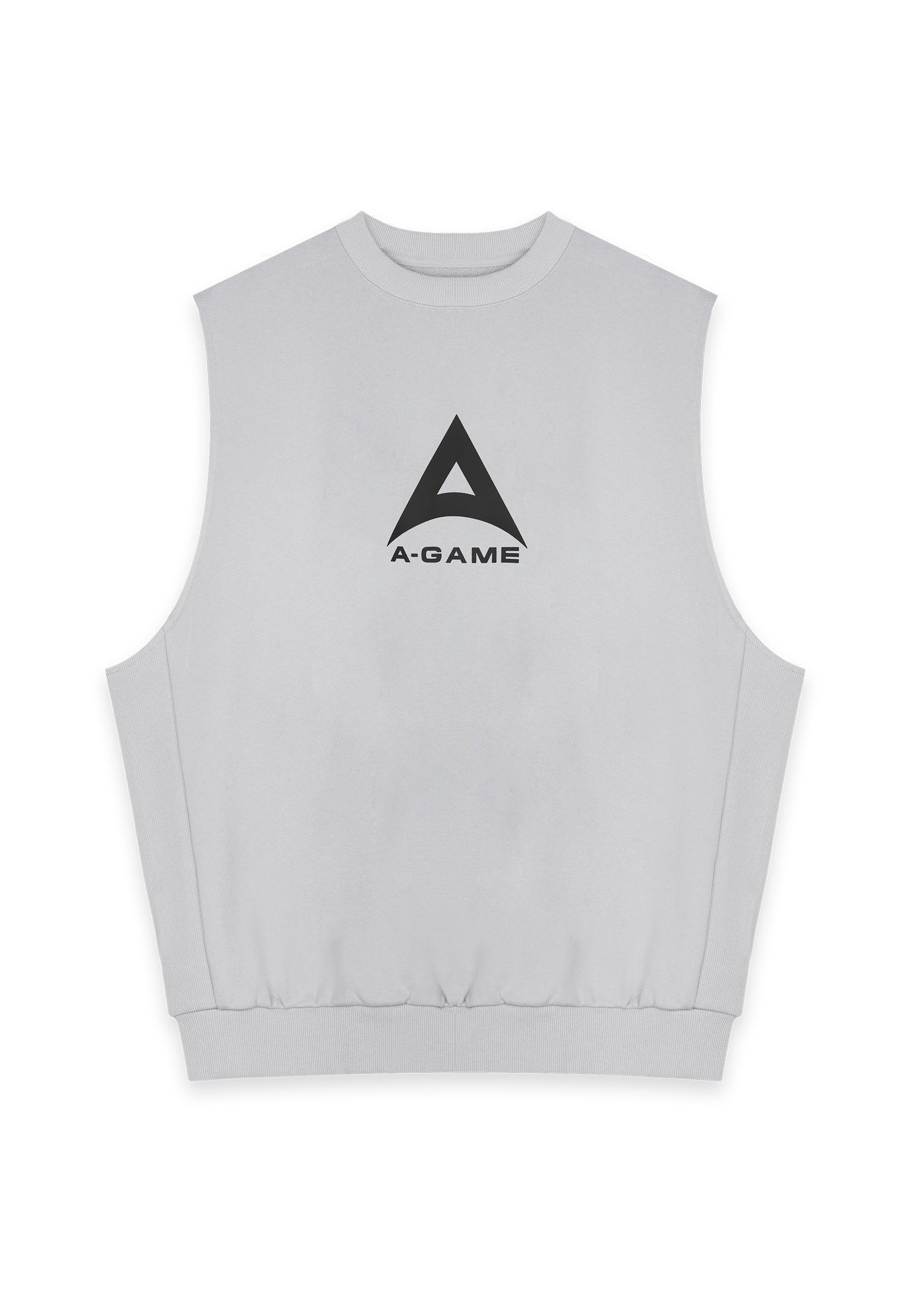 MENS BRING YOUR A-GAME GRAPHIC SLEEVELESS SWEATSHIRT - STEEL GREY