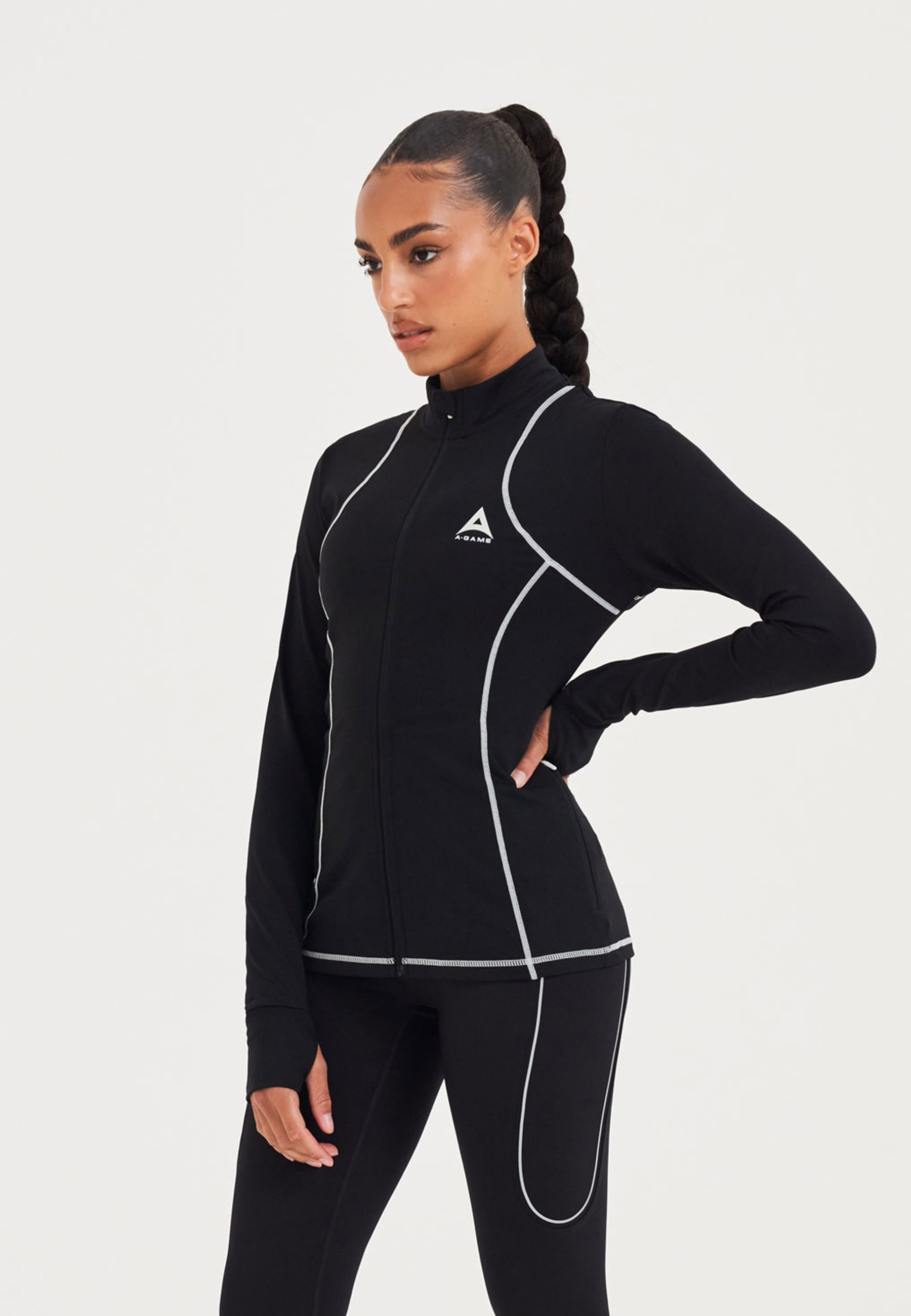 WOMENS A-GAME FITTED THERMAL FLEECE - BLACK