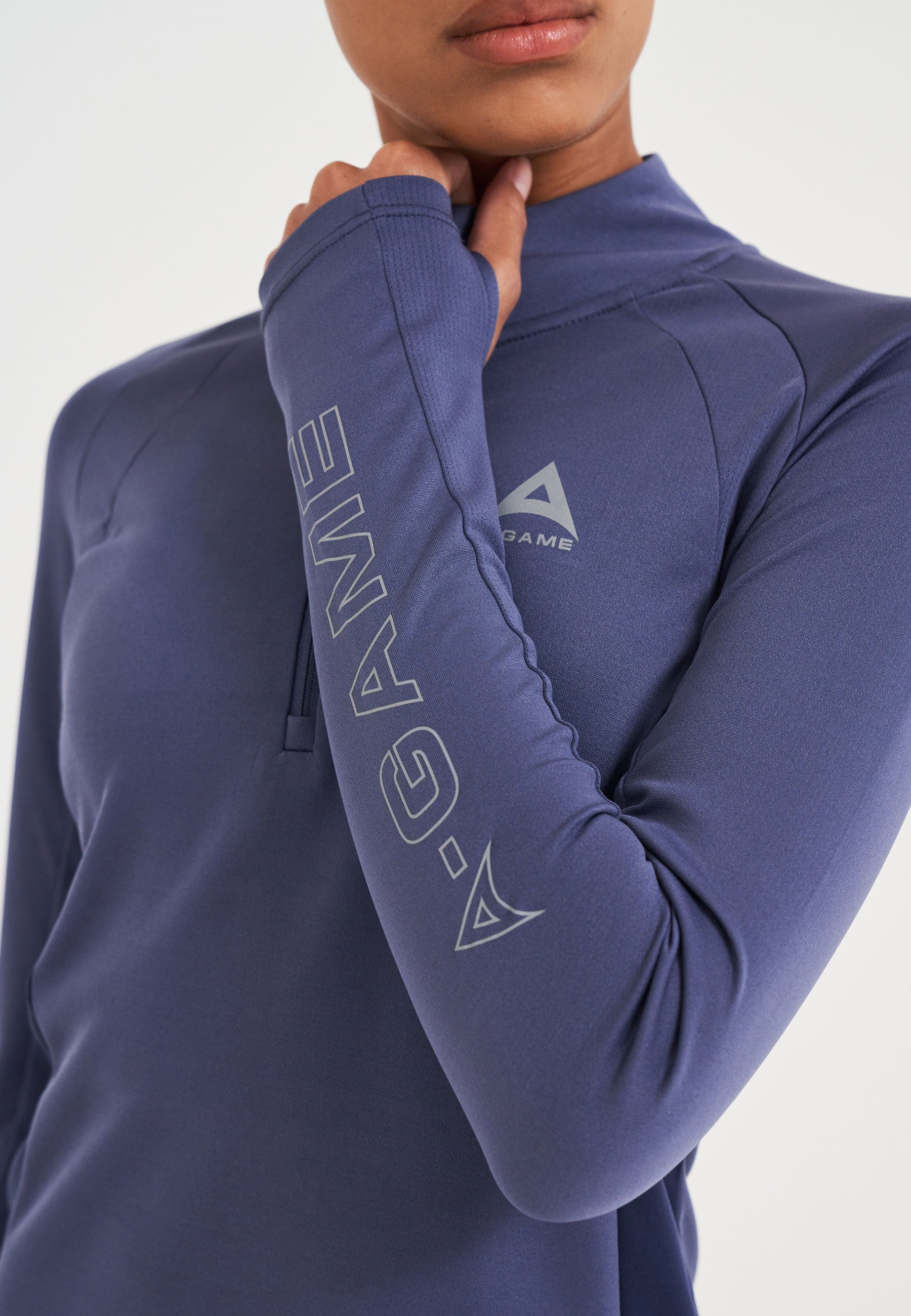 WOMENS A-GAME QUARTER ZIP FITTED TRAINING TOP - BLUE
