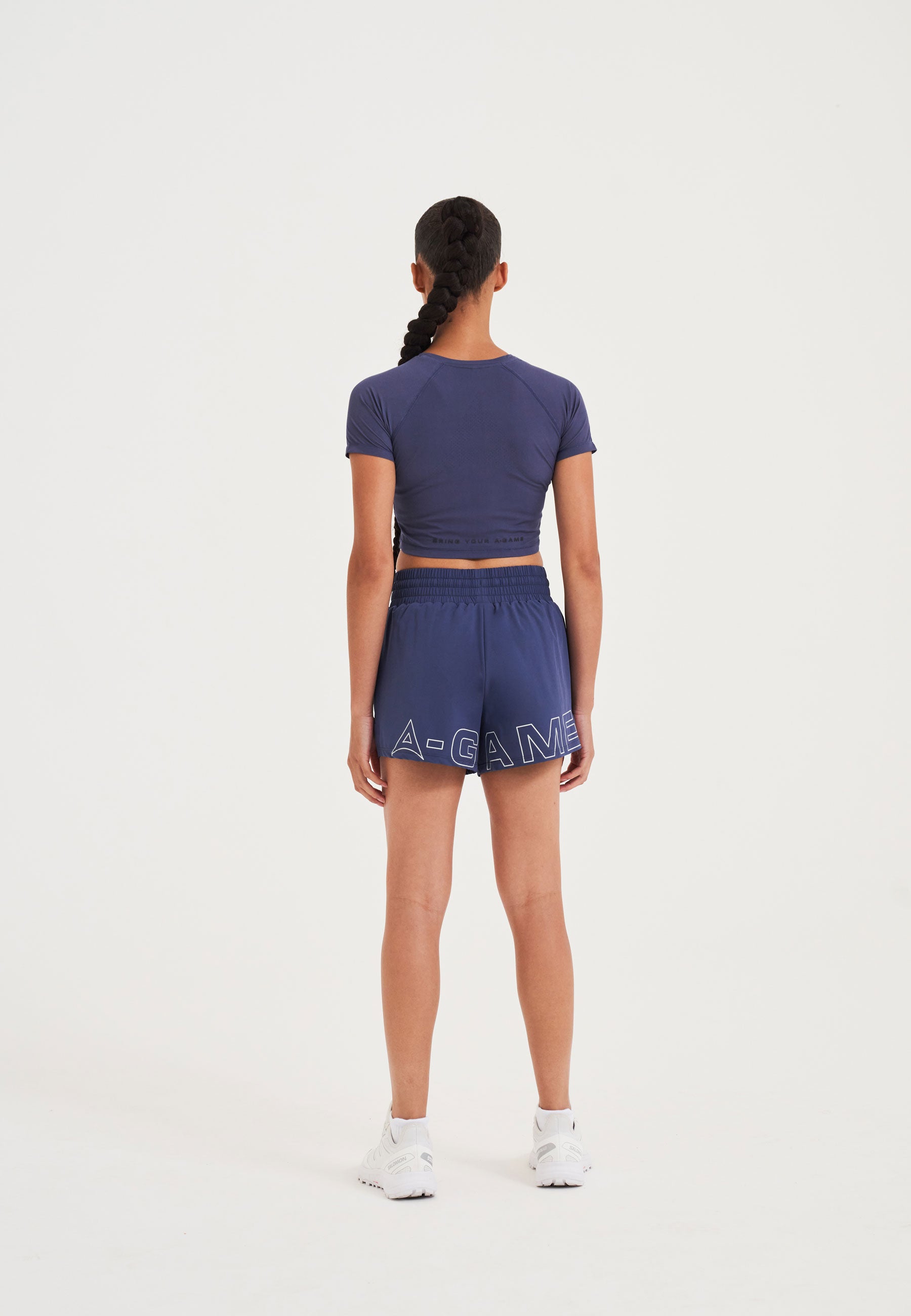 WOMENS A-GAME TRAINING RUNNER SHORTS - BLUE