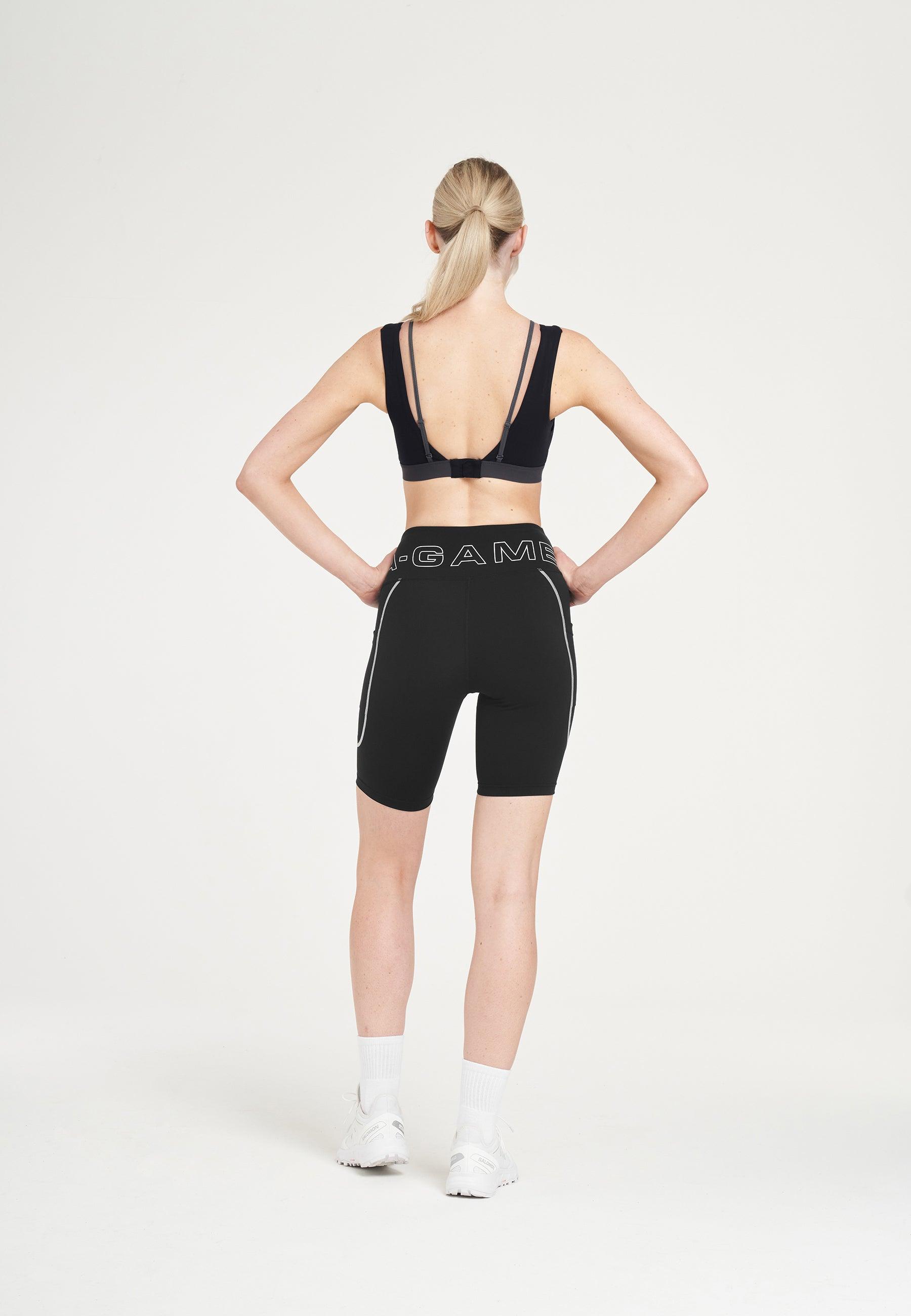 WOMENS A-GAME HIGH RISE BIKER SHORTS - BLACK