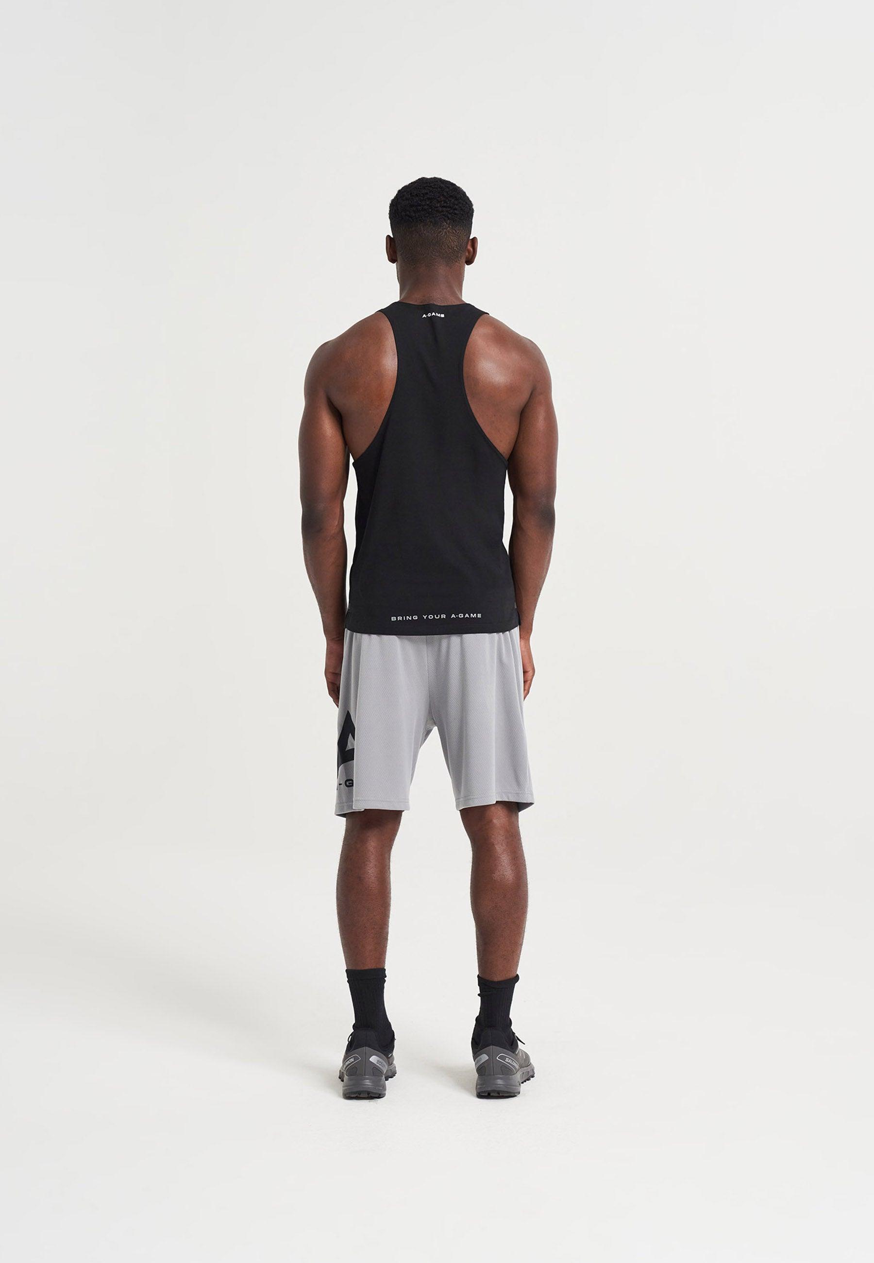 MENS A-GAME LOGO BASKETBALL SHORTS - STEEL GREY