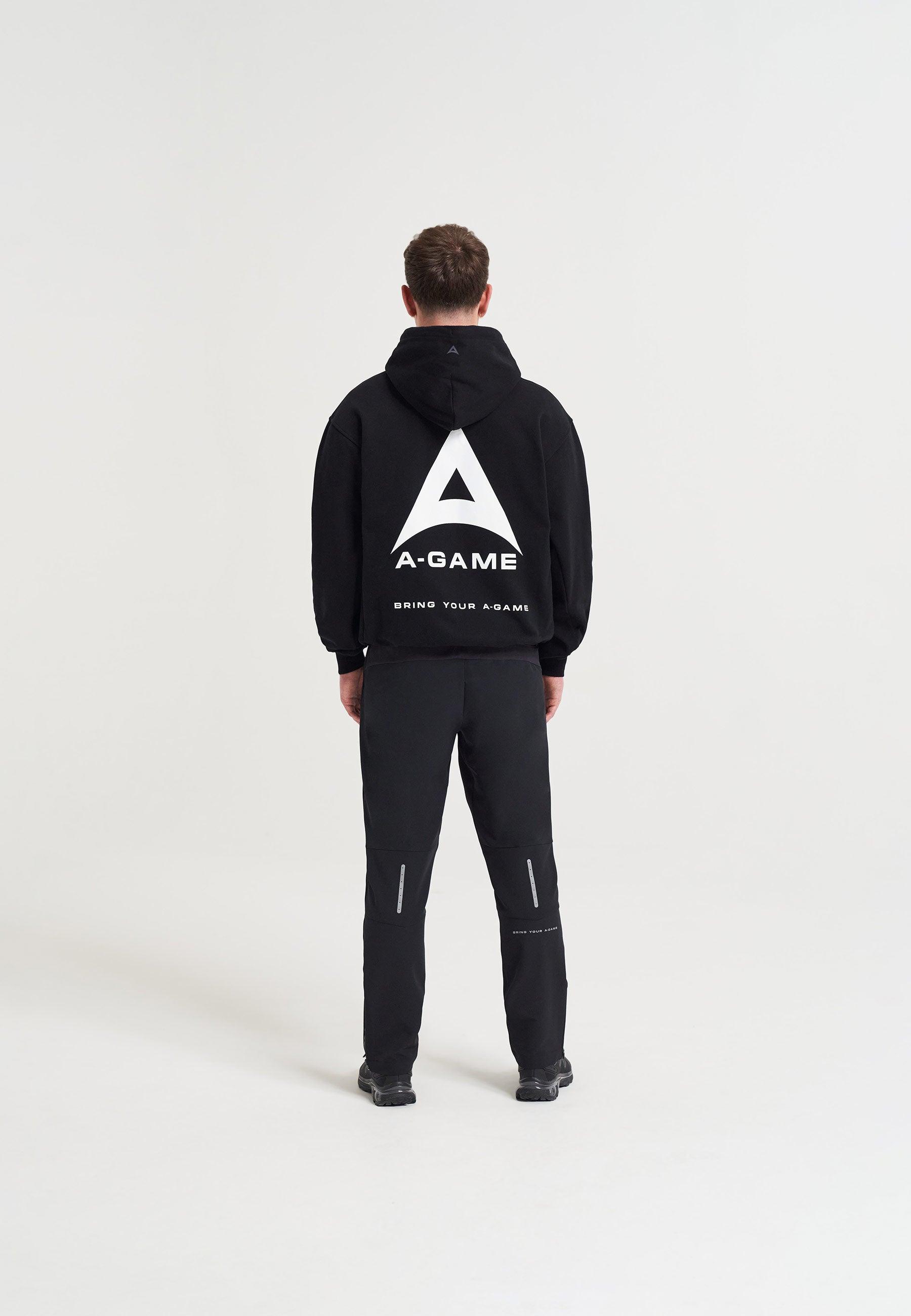 MENS A-GAME LOGO GRAPHIC RELAXED HOODIE - BLACK