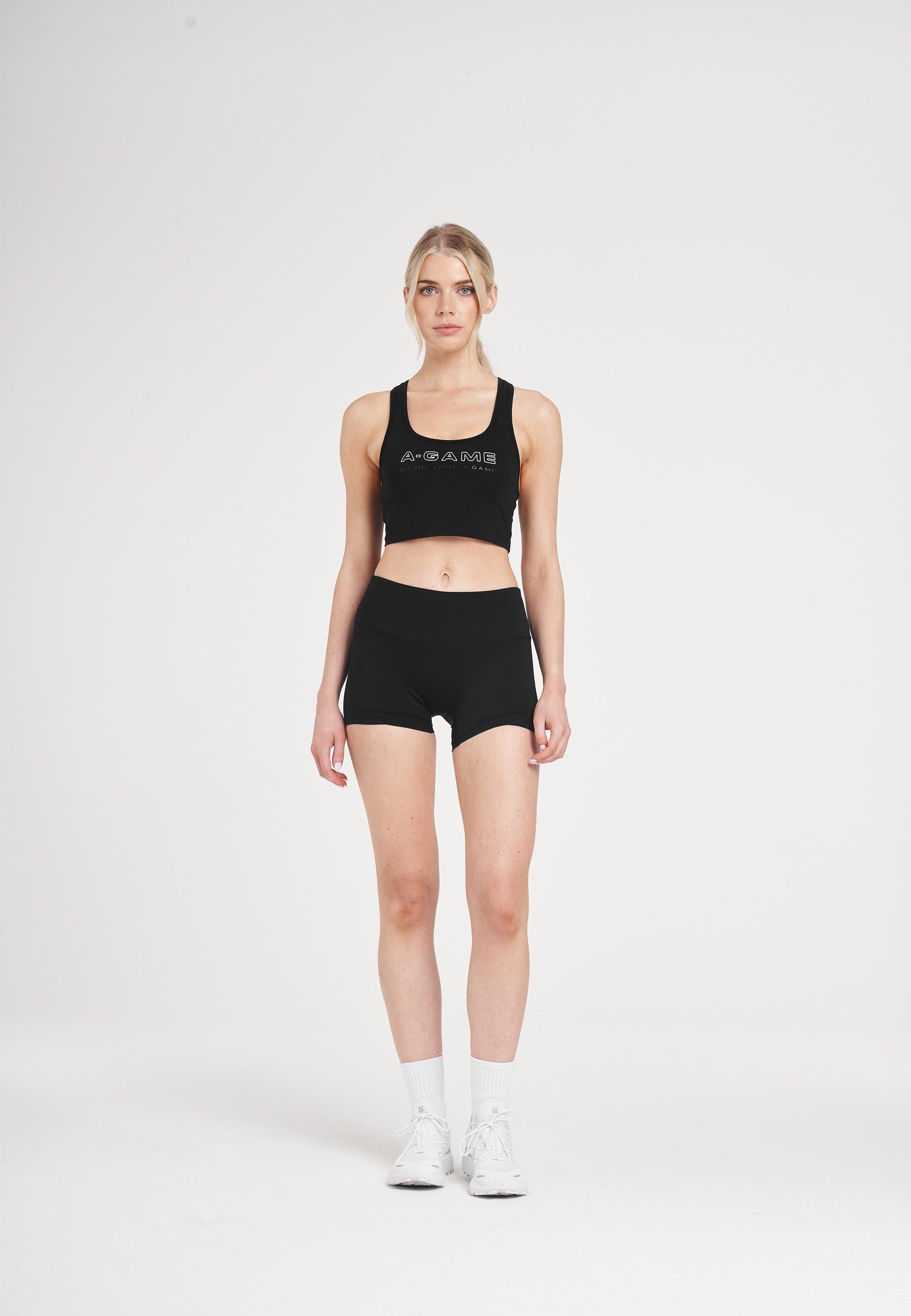 WOMENS A-GAME LOGO MINI TRAINING SHORTS - BLACK