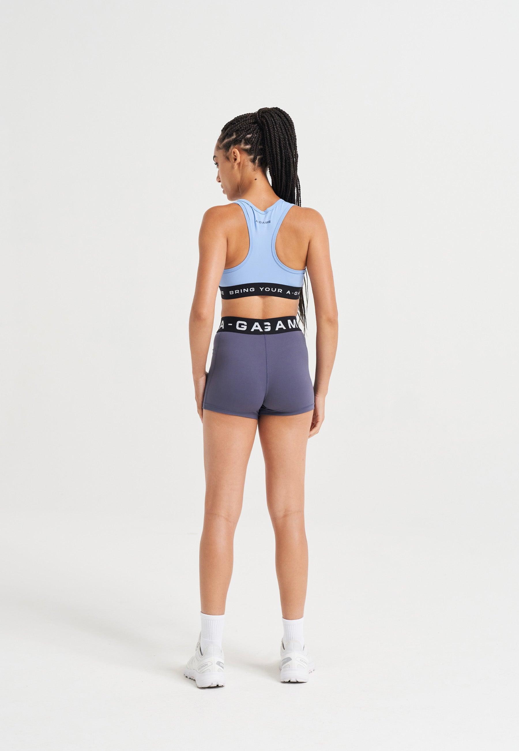 WOMENS A-GAME LOGO TRAINING BRA - BLUE