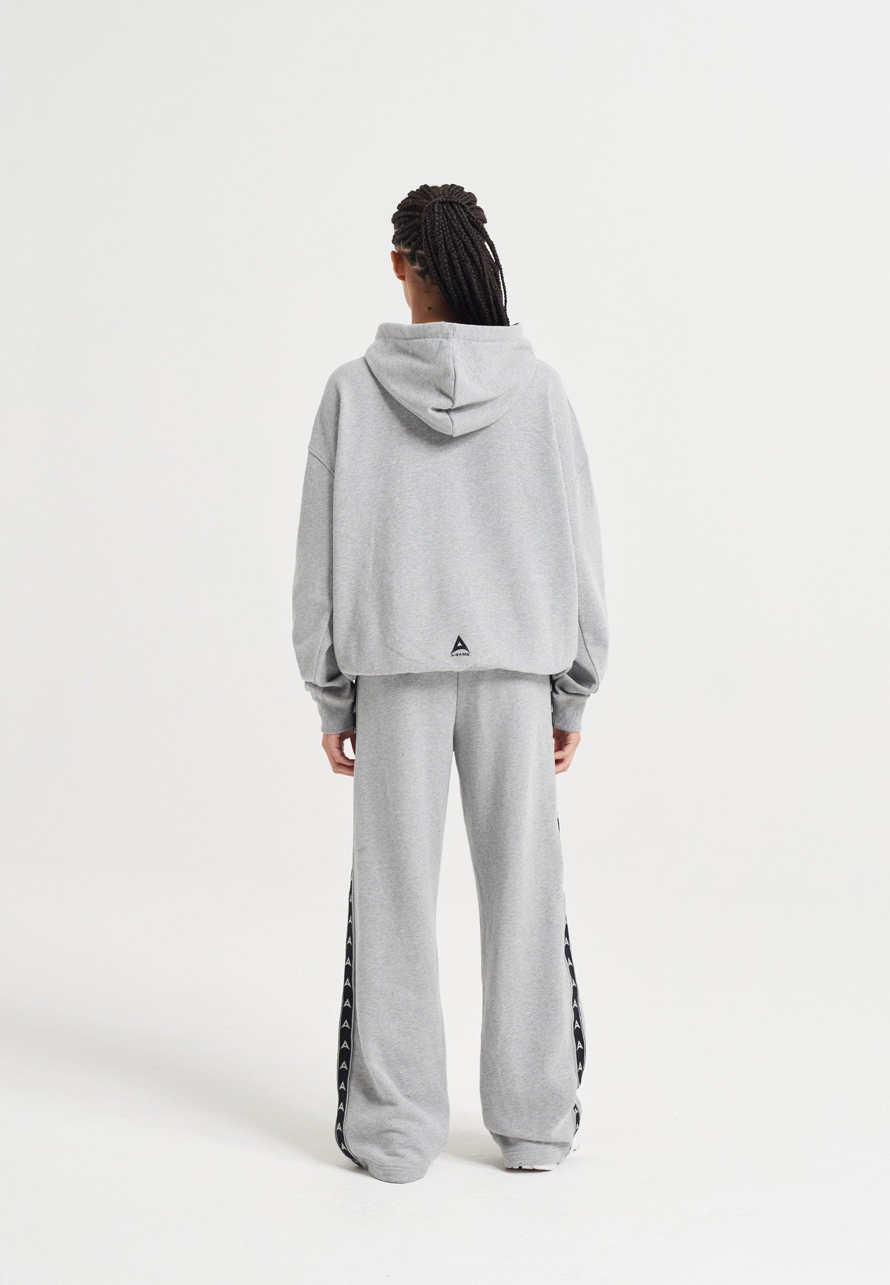 WOMENS A-GAME ROTATE LOGO GRAPHIC HOODIE - GREY MARL