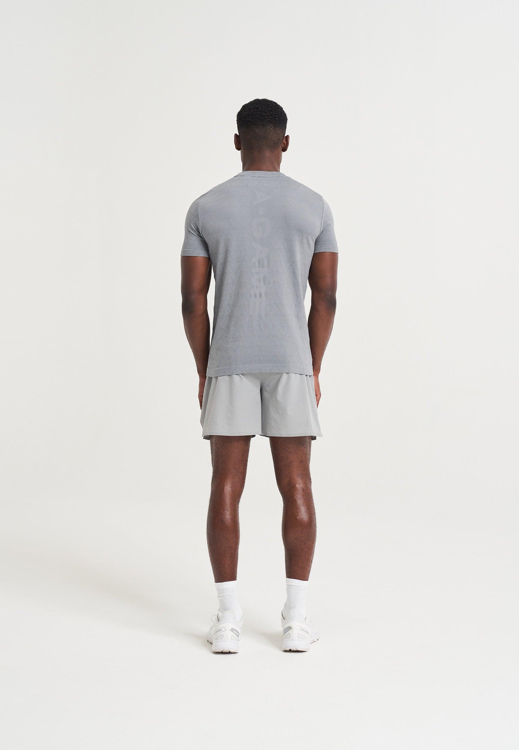 MENS A-GAME SEAMLESS TRAINING LOGO T-SHIRT - STEEL GREY