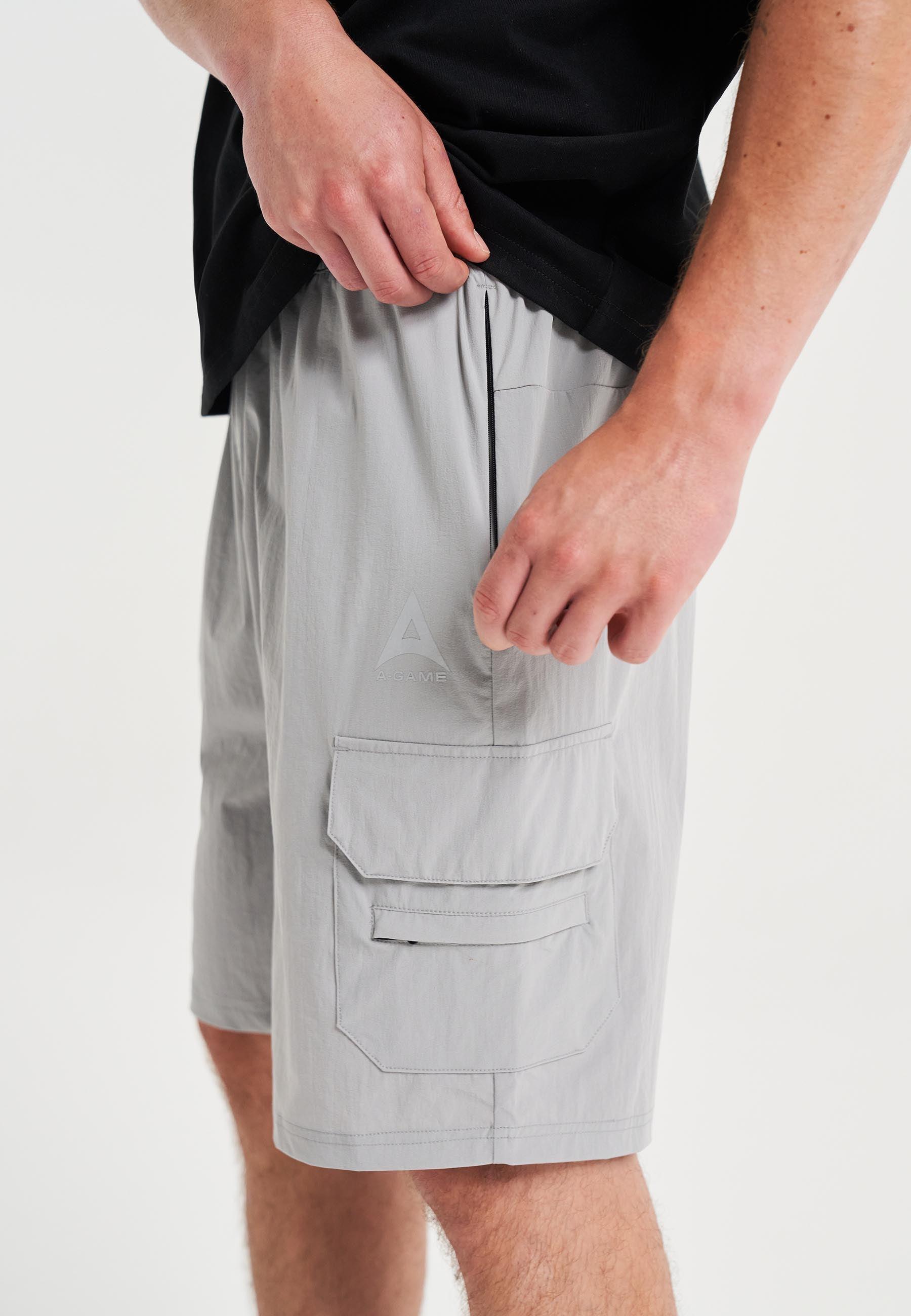 MENS A-GAME TECH CARGO SHORTS - STEEL GREY