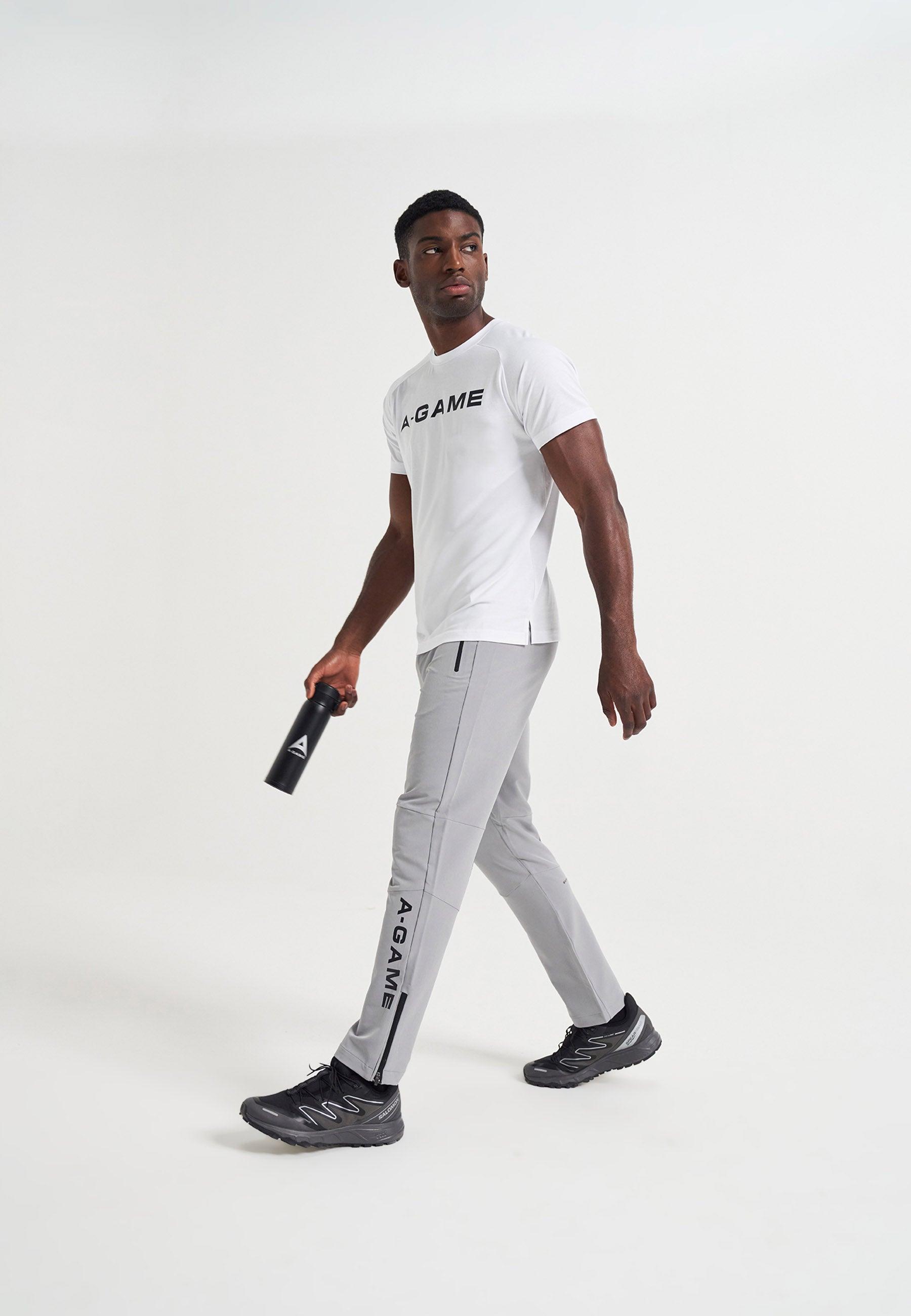 MENS A-GAME TRAINING ZIP PANTS - STEEL GREY