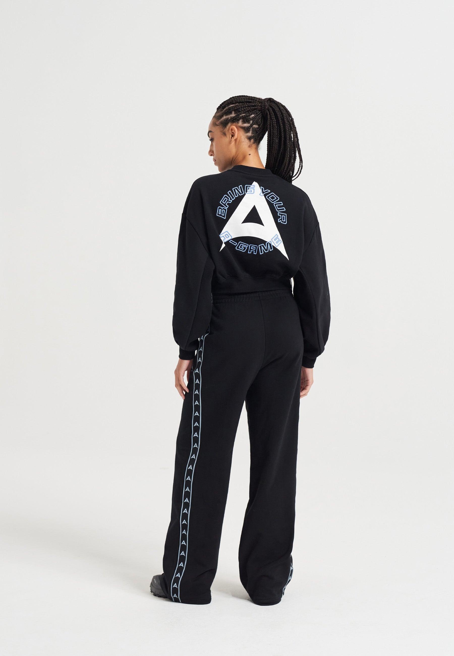 WOMENS BRING YOUR A-GAME CROPPED SWEATSHIRT - BLACK