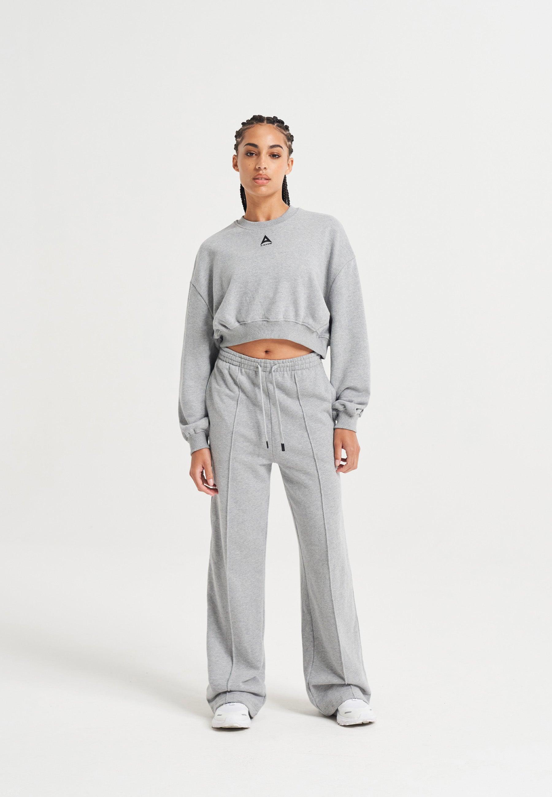 WOMENS BRING YOUR A-GAME CROPPED SWEATSHIRT - GREY MARL