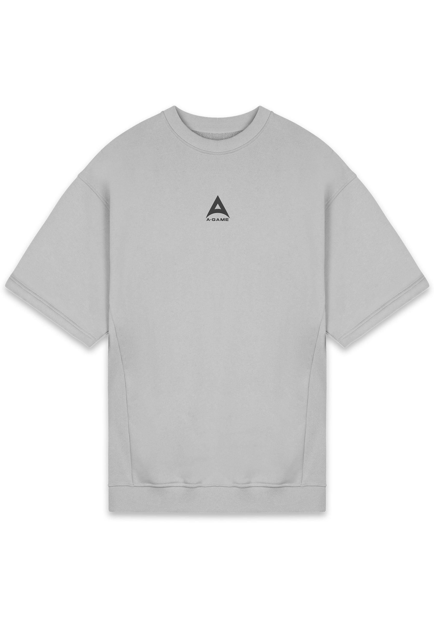 MENS A-GAME LOGO GRAPHIC SHORT SLEEVE SWEATSHIRT - STEEL GREY