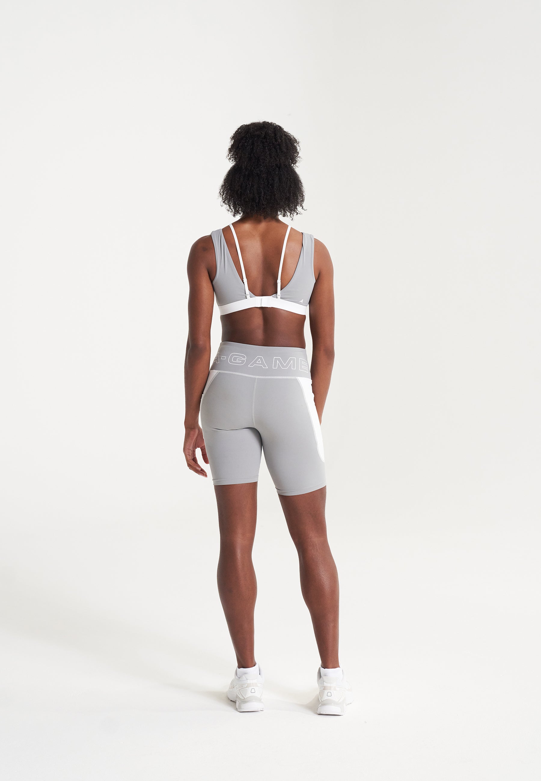 WOMENS A-GAME LAYERED SPORTS BRAS - WHITE/GREY