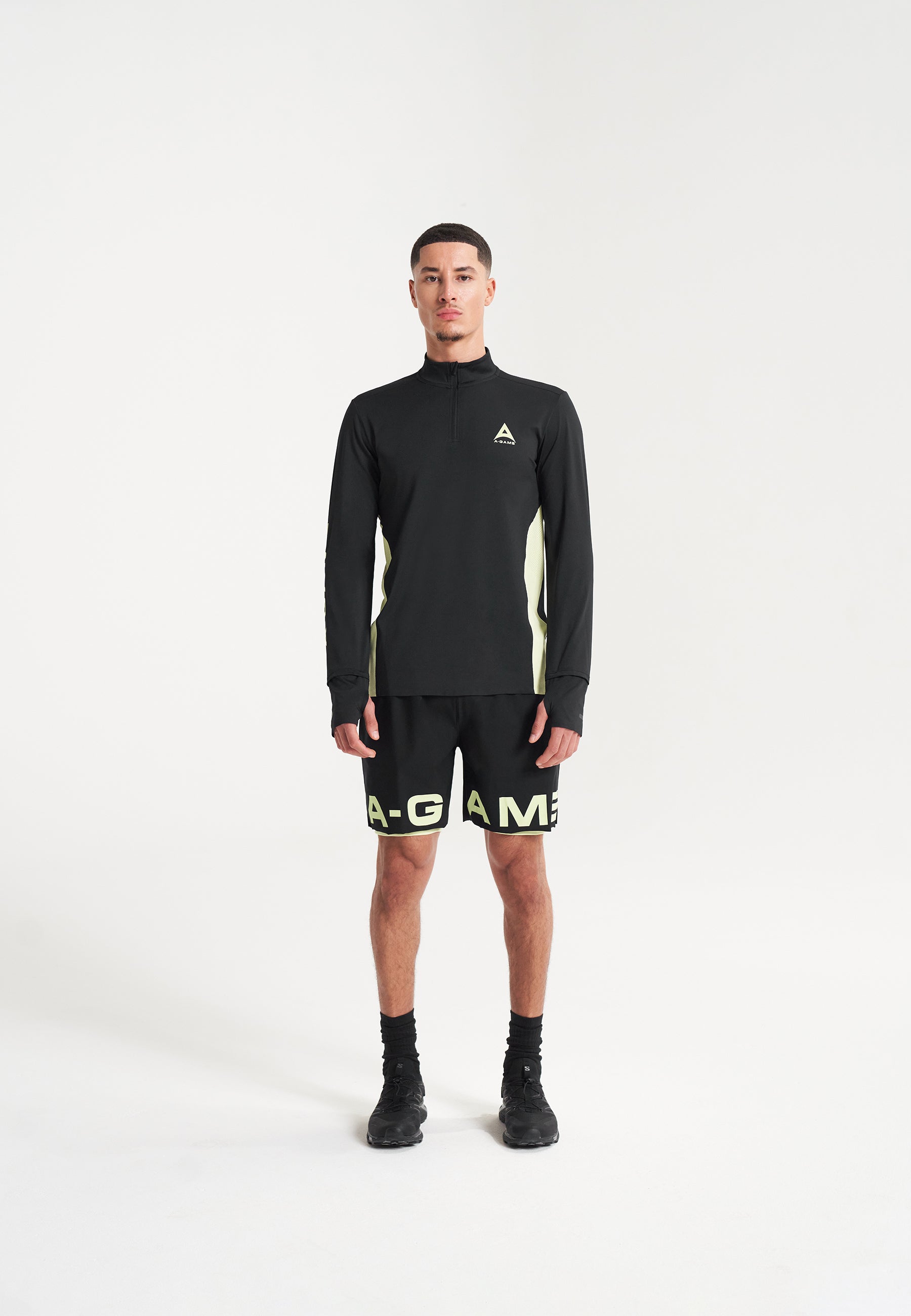 MENS A-GAME PERFORMANCE LONG SLEEVE TRAINING TOP - BLACK/LIME