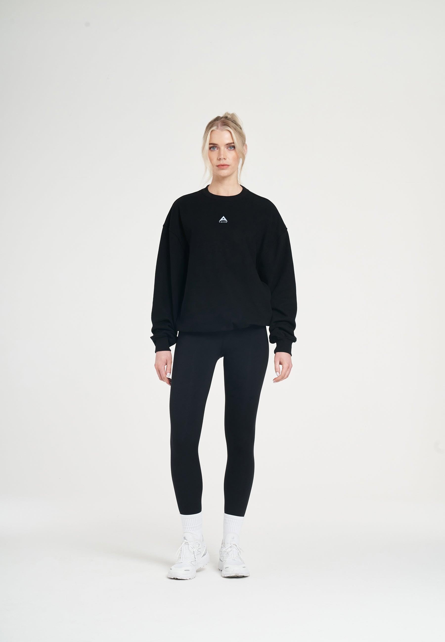 WOMENS ICON A-GAME LOGO GRAPHIC SWEATSHIRT - BLACK