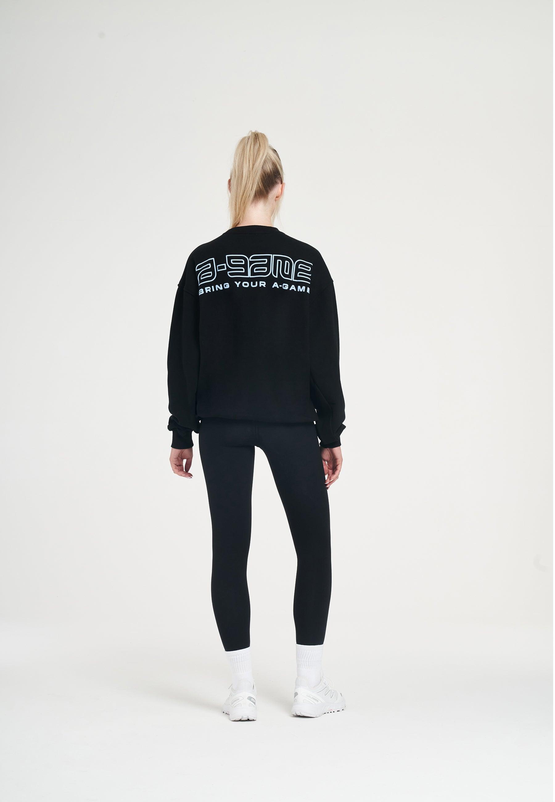 WOMENS ICON A-GAME LOGO GRAPHIC SWEATSHIRT - BLACK