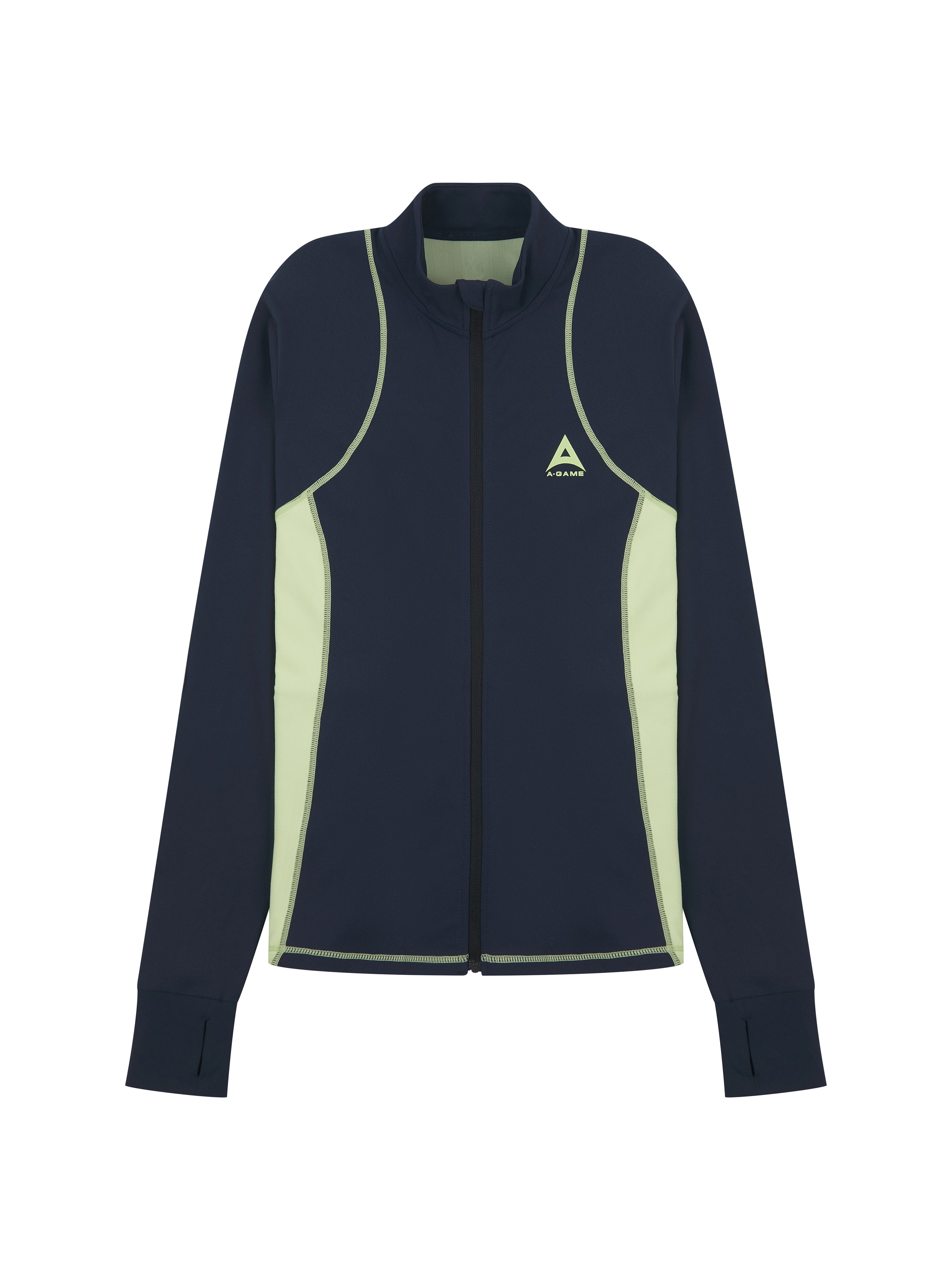WOMENS A-GAME FITTED THERMAL FLEECE - NAVY/LIME