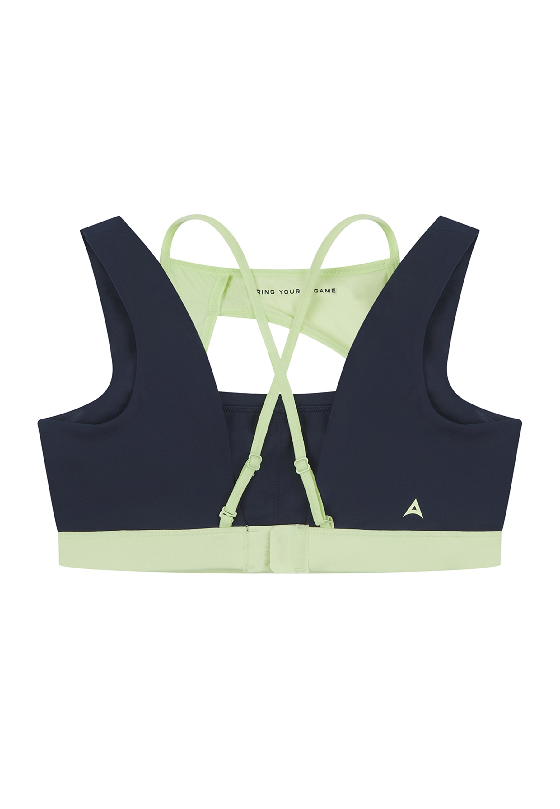 WOMENS A-GAME LAYERED SPORTS BRAS - NAVY/LIME