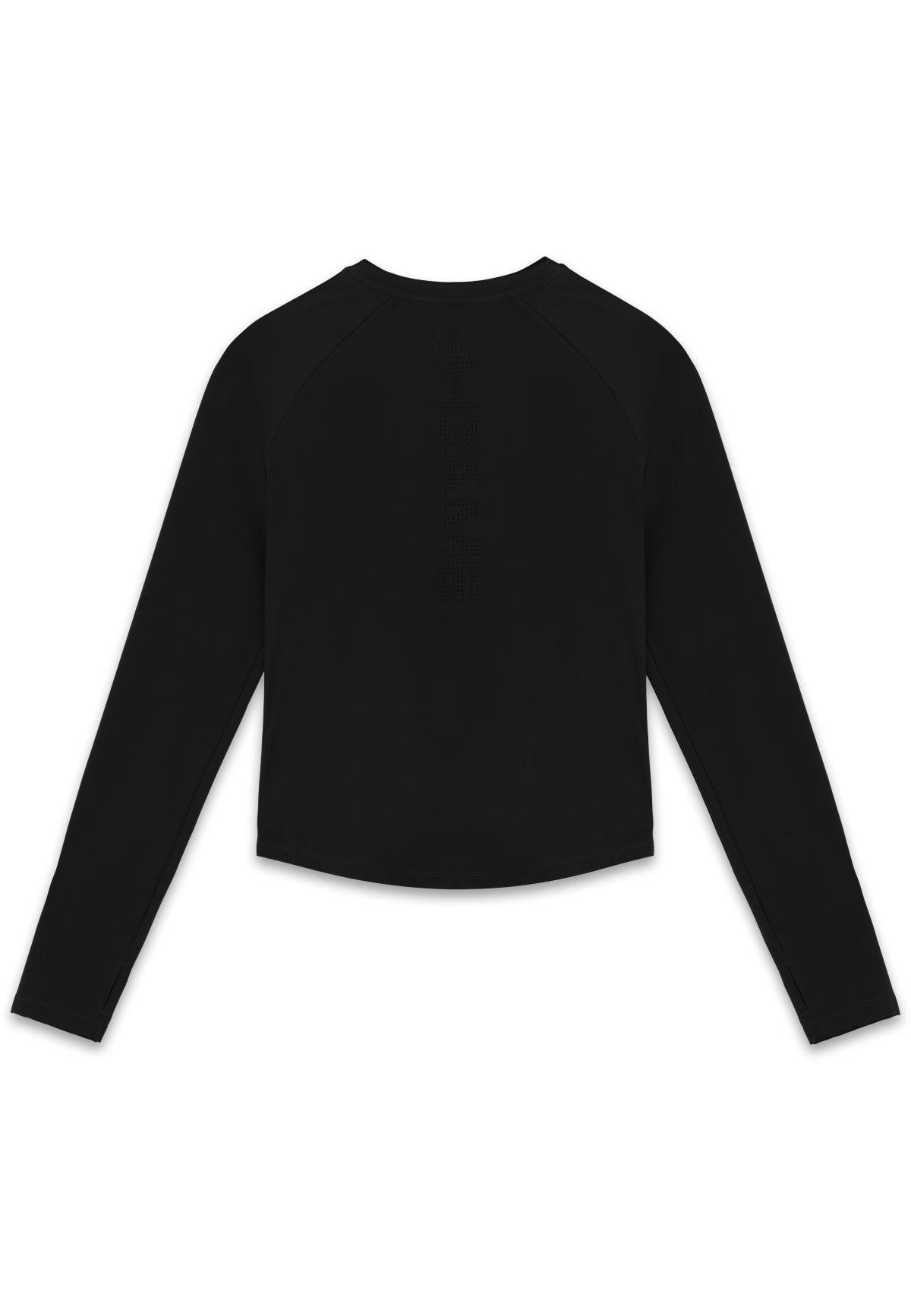 WOMENS A-GAME FITTED LONG SLEEVE TRAINING TOP - BLACK