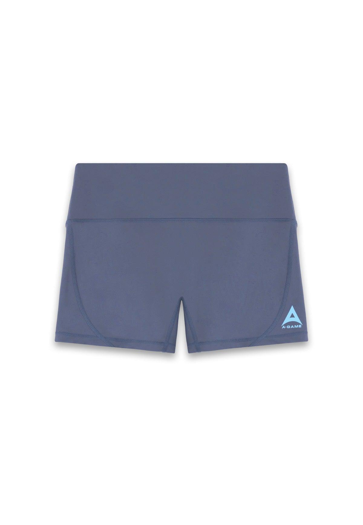 WOMENS A-GAME LOGO MINI TRAINING SHORTS - BLUE