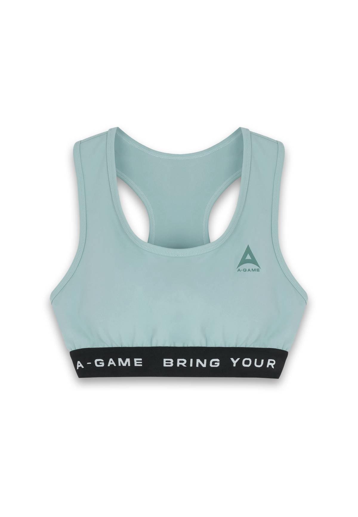 WOMENS A-GAME LOGO TRAINING BRA - SAGE GREEN