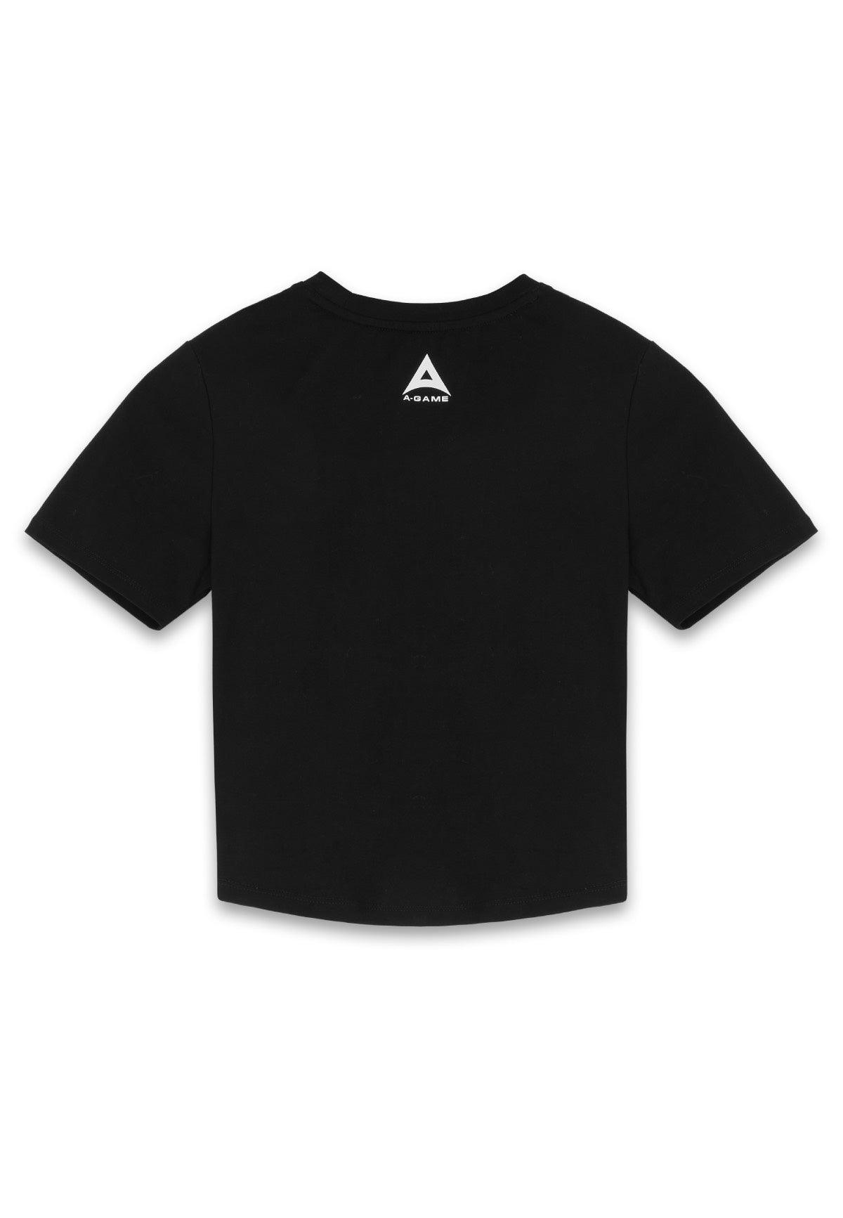 WOMENS A-GAME ROTATE LOGO FITTED T-SHIRT - BLACK