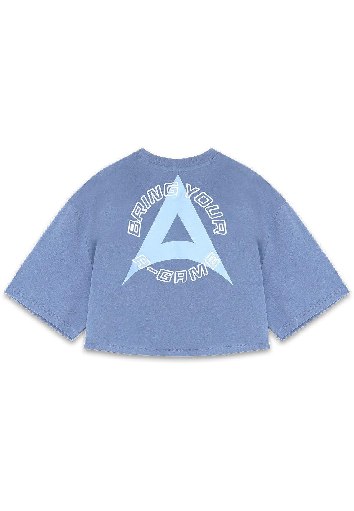 WOMENS BRING YOUR A-GAME RELAXED CROPPED T-SHIRT - ELEMENTAL BLUE